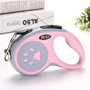 Pink Paw Print Pet Retractable Dog or Cat Leash